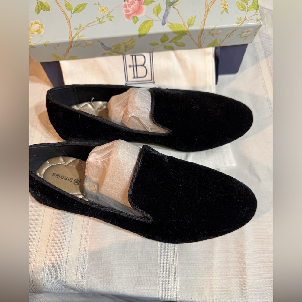 Birdies Classic Black Velvet Slip-Ons - Picture 9 of 12